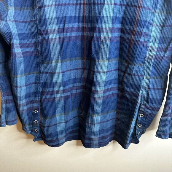 Prana Navy and Red Plaid Button Down Shirt - Picture 9 of 11